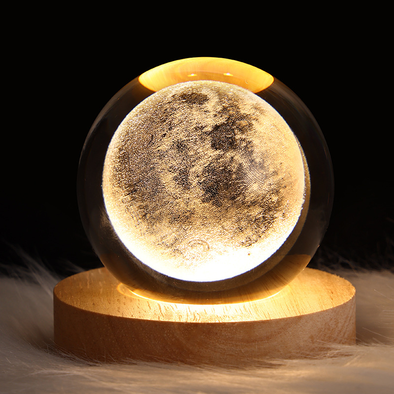 Solid Wood Lamp Holder-Moon 6CM