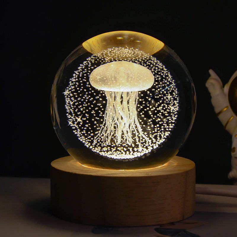 Solid Wood Lamp Holder-Jellyfish 6CM